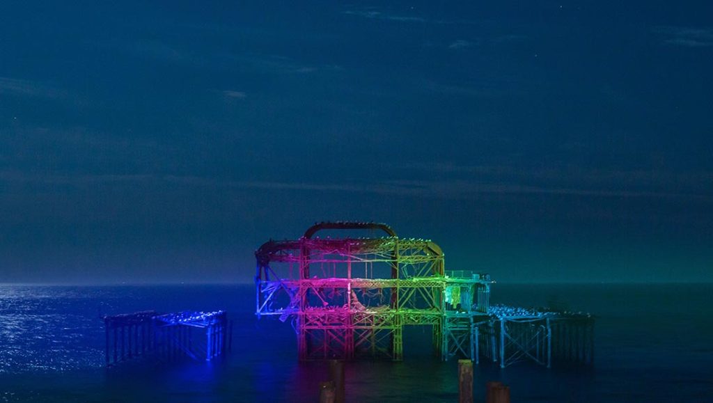 beach pier light up RGB colour scheme visual hire equipment