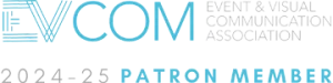 evcom event and visual communication association logo proud partner patron member