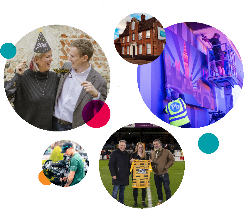 production bureau norwich norfolk agency showing team members sponsoring local football clubs exhibition stands swardeston grade listed building office