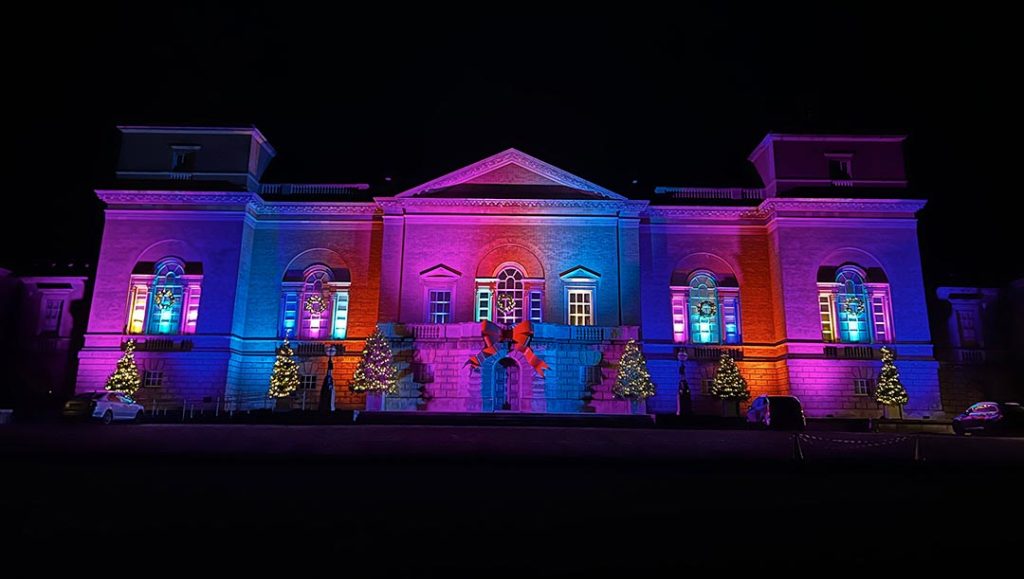 grand estate building light up multicoloured