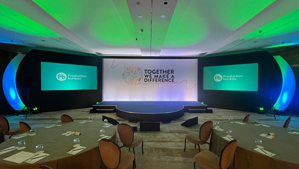 together we make a difference live event and presentation stage set up