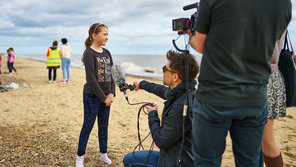 production bureau motion and production team interviewing and guiding participants for the active norfolk project