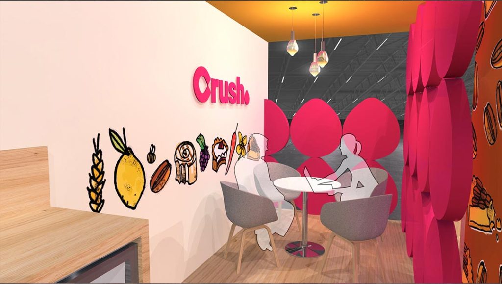 exhibition display crush logo rebrand by graphics team at production bureau