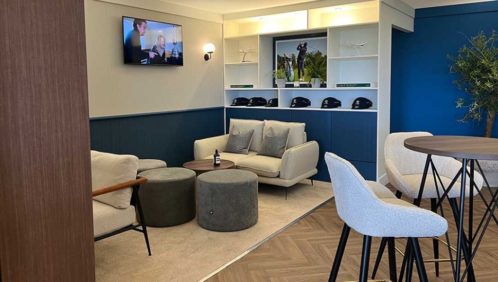 netjets private aircraft solutions lounge area designed and built by production bureaus team, using sustainable materials