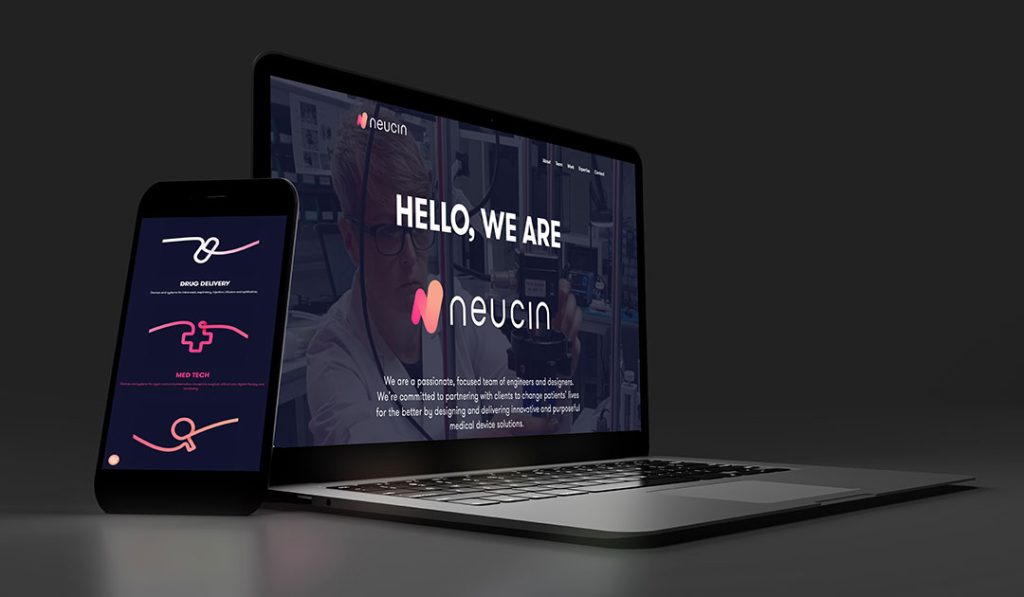norfolk medical product design company neucin working with production bureau team on a complete rebrand website design