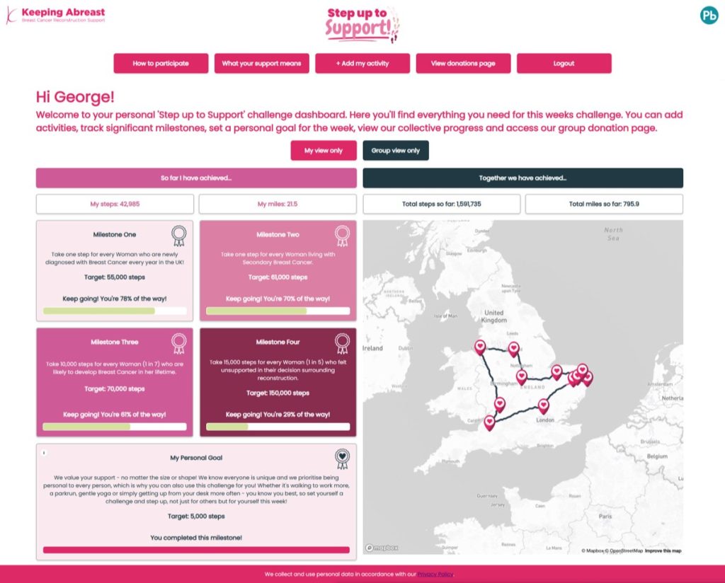 keeping abreast step up to support mobile application made by production bureau digital team for raising awareness and money for breast cancer